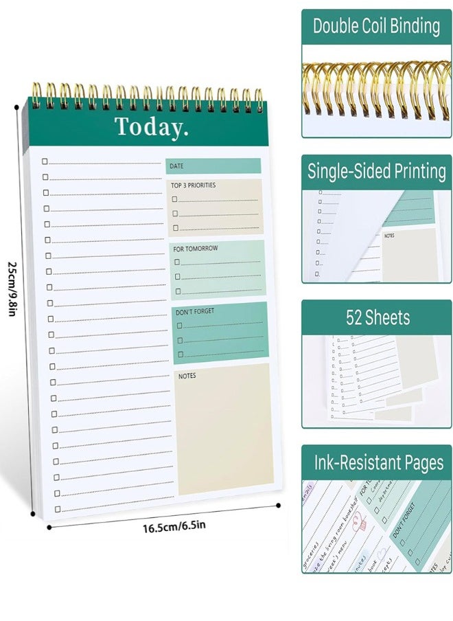 Generic To Do List Notepad, 52 Sheets To Do List Notebook for Work, Twin-ring Spiral Bindling Undated Daily Planner Perfect for Enhanced Productivity and Goal Achievement  - Image 3