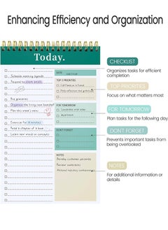 Generic To Do List Notepad, 52 Sheets To Do List Notebook for Work, Twin-ring Spiral Bindling Undated Daily Planner Perfect for Enhanced Productivity and Goal Achievement  - Image 2