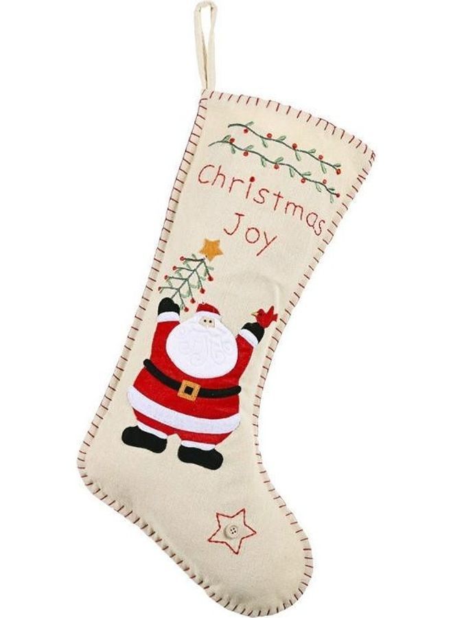 NIBEMINENT Ornaments Linen Embroidered Socks Pendant Gift Bag Brown - Image 2