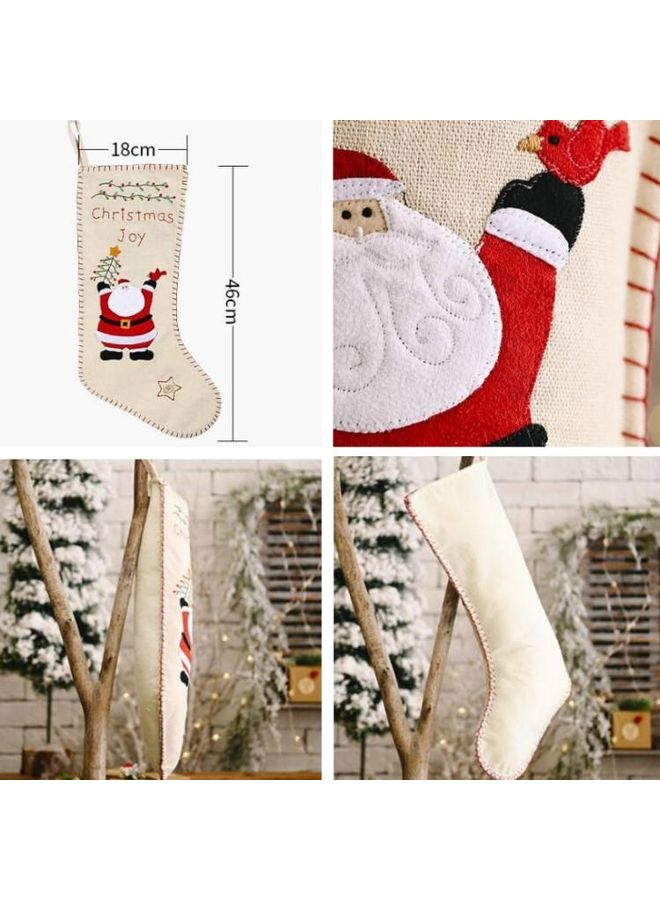NIBEMINENT Ornaments Linen Embroidered Socks Pendant Gift Bag Brown - Image 3