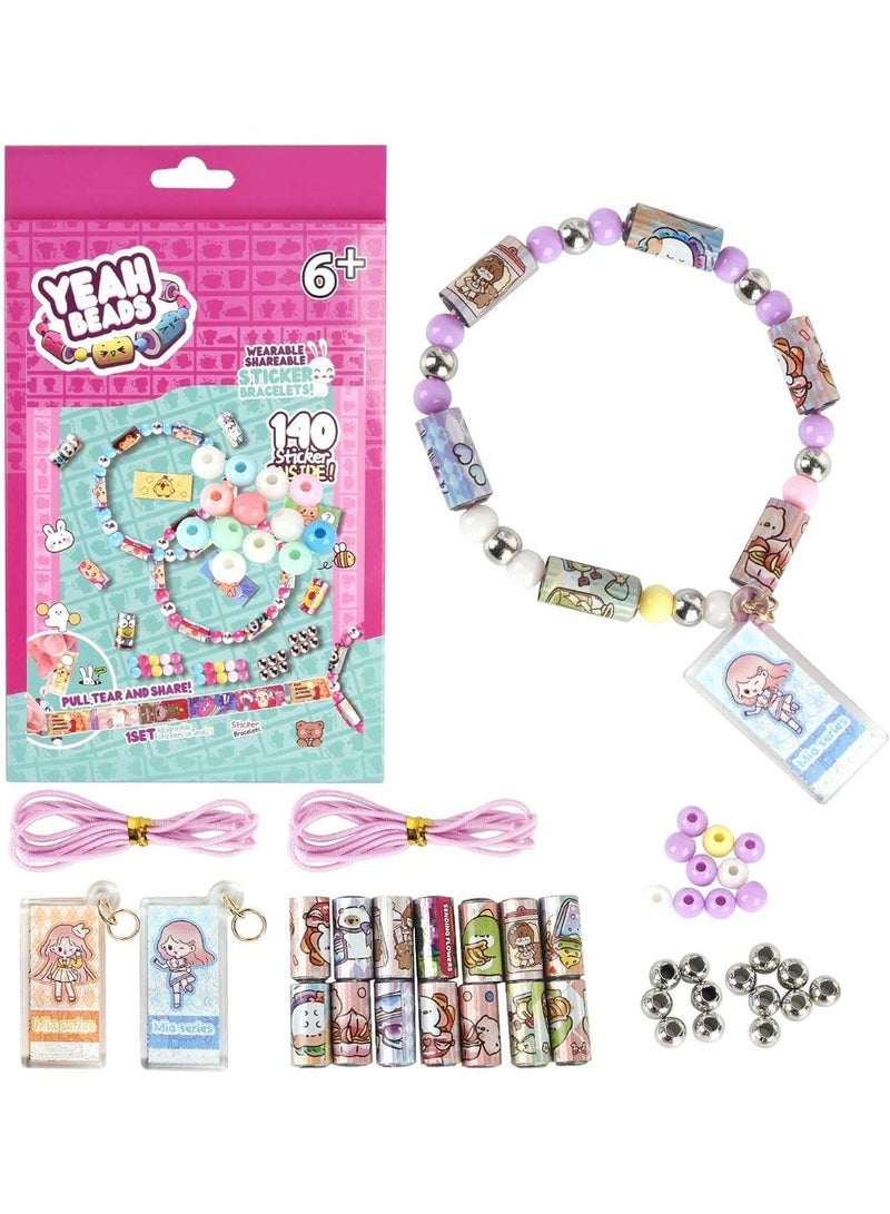 Sticky Rolls Bracelet Kit with 140 English Boxed Stickers, Wearable and Shareable Stickers, Sticker Roll of Share Unique Designs for Kids to Explore - Image 1