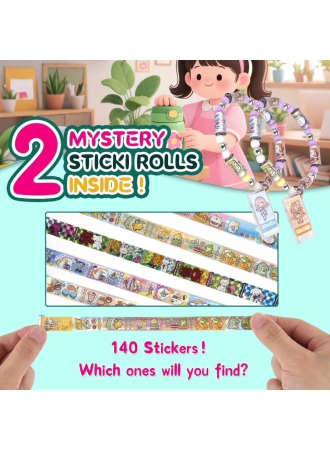 Sticky Rolls Bracelet Kit with 140 English Boxed Stickers, Wearable and Shareable Stickers, Sticker Roll of Share Unique Designs for Kids to Explore - Image 5