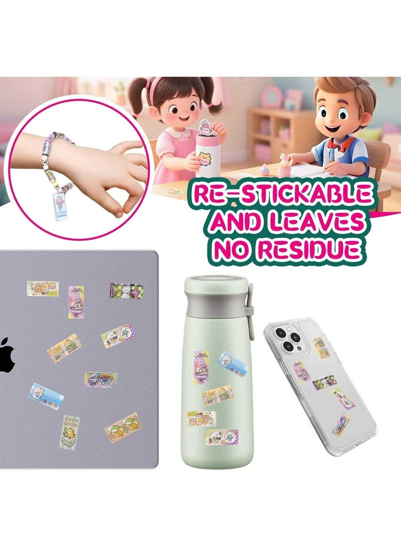 Sticky Rolls Bracelet Kit with 140 English Boxed Stickers, Wearable and Shareable Stickers, Sticker Roll of Share Unique Designs for Kids to Explore - Image 3