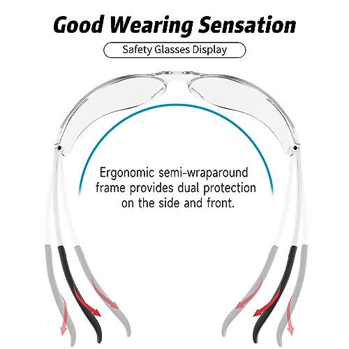 Salfboy Clear Safety Glasses Bulk of 10 ANSI Z87.1 Protective Eyewear Scratch-Resistant for Work, Lab, Construction - Image 3