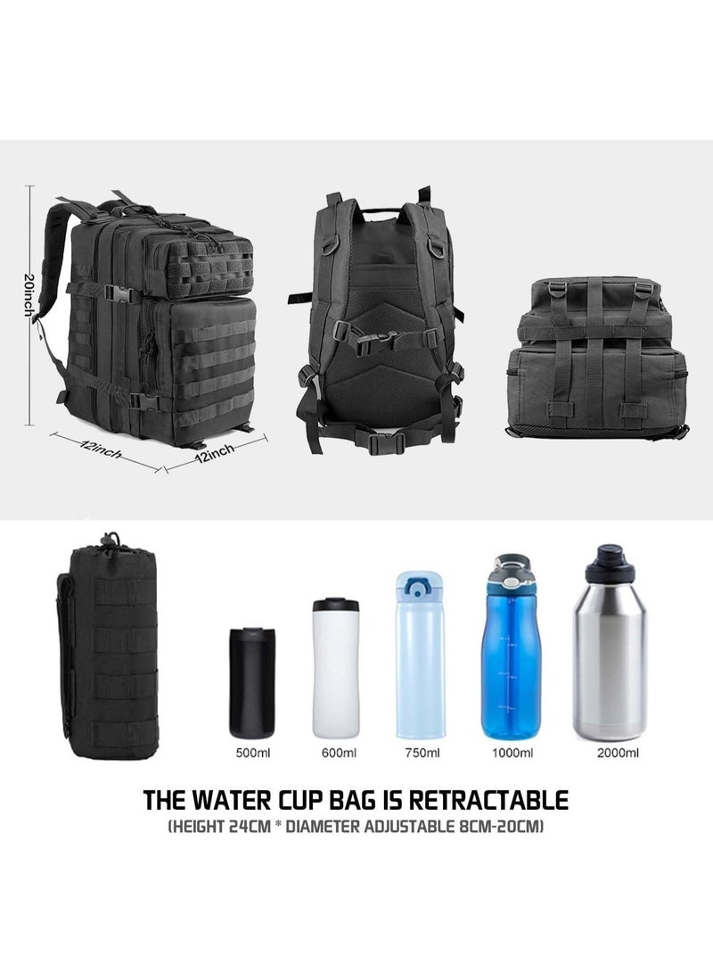 HOOKOR 45L Tactical Backpack for Men and Women, Large Waterproof Hiking Backpack,Outdoor Traveling Camping Rucksack Military Backpack with Cup holder - Image 4