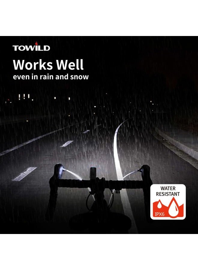 TOWILD CL1200 Bicycle Front Headlight with 1200 Lumens - High-Power Bike Light for Night Riding and Road Safety - USB Rechargeable Waterproof LED Light with Garmin/GoPro Mount Support - Image 5