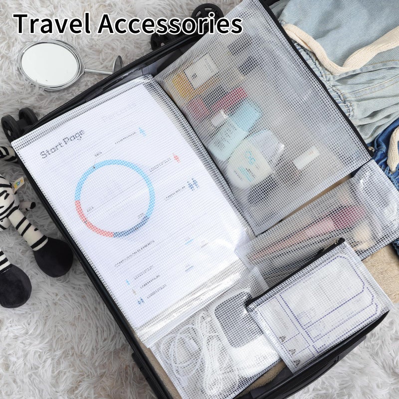 EOOUT 20pcs Mesh Zipper Pouch 8 Sizes Waterproof Zipper Bags, Plastic Travel Pouch for Board Game Travel Storage School Supplies Office Appliances Home Organize - Image 5