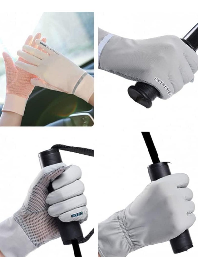 VIUAUAX Spring and summer ladies sunscreen gloves outdoor anti-ultraviolet ice mesh fabric two fingers thin section driving touch screen glovesWomen's UPF 50+ UV Sun Protection Quick Dry Anti Slip Driving Gloves - Image 3