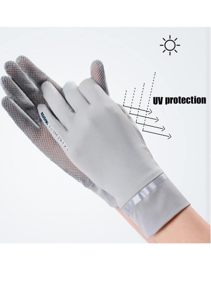 VIUAUAX Spring and summer ladies sunscreen gloves outdoor anti-ultraviolet ice mesh fabric two fingers thin section driving touch screen glovesWomen's UPF 50+ UV Sun Protection Quick Dry Anti Slip Driving Gloves - Image 2