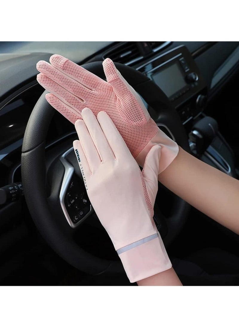 VIUAUAX Spring and summer ladies sunscreen gloves outdoor anti-ultraviolet ice mesh fabric two fingers thin section driving touch screen glovesWomen's UPF 50+ UV Sun Protection Quick Dry Anti Slip Driving Gloves - Image 4