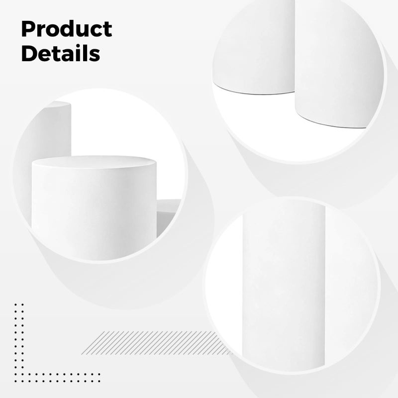 3 Pc White Elastic Cylinder Pedestal Stand Covers Full Coverage Reusable Party Wedding - Image 5