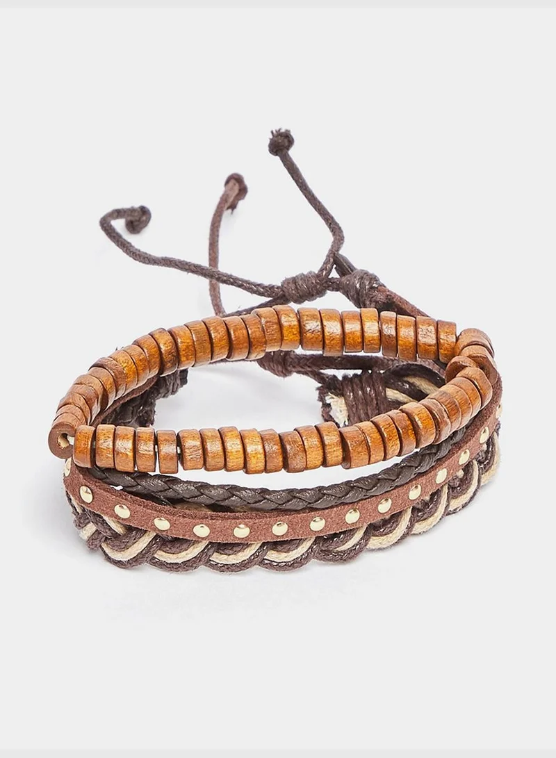 ستايلي Set of 3 - Braided Beaded Detail Bracelet