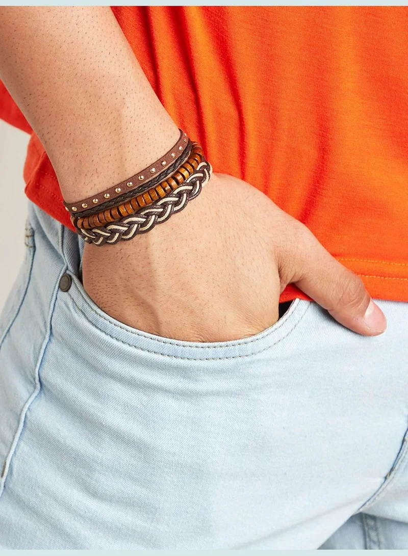 ستايلي Set of 3 - Braided Beaded Detail Bracelet