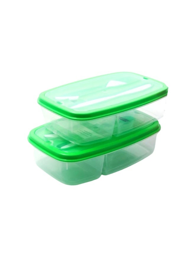 Divided Food Container with Fork and Knife 2 Pcs set, Practical Lunchbox for Work and School - Image 2
