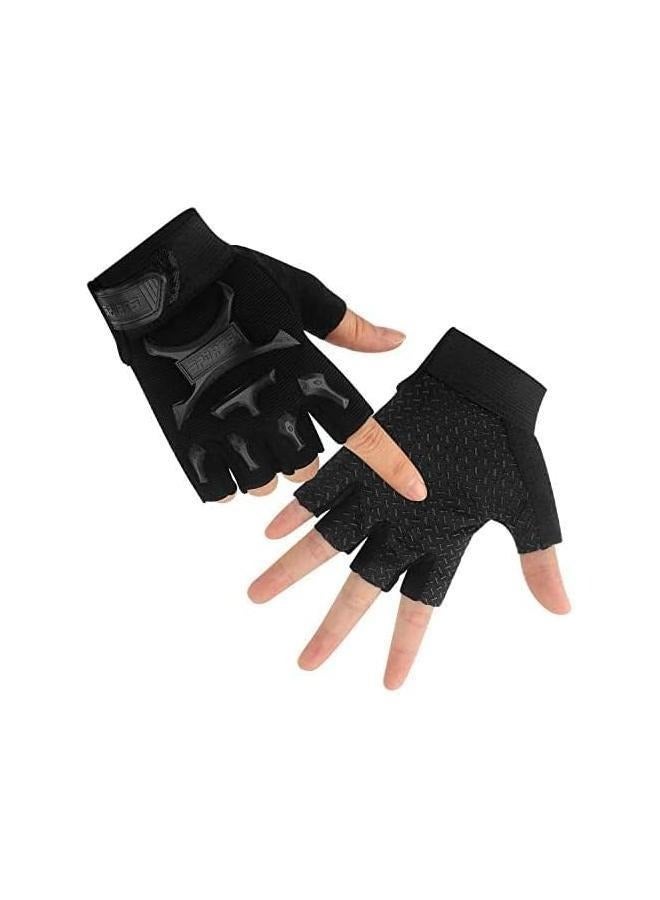Generic 2-Piece Semi-Finger Gym Training Gloves One Size，Kids Half Finger Cycling Gloves Non-Slip Fingerless Adjustable Mitten Shock-Absorbing Gloves for 13+ Years Old Boys Girls Fishing Biking Exercise Training Roller Skating Parkour Outdoor Sports - Image 3