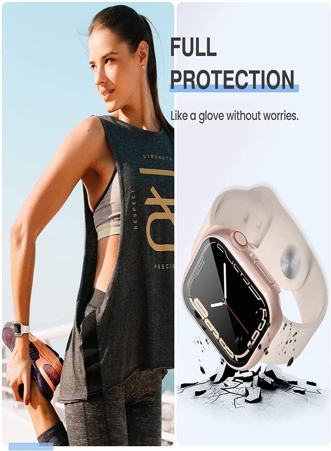 Tensea [3PCS for Apple Watch Screen Protector Case 41mm Series 9/8/7 Accessories, iWatch Protective Face Cover for Women Men, Tempered Glass Film Hard Bumper for iPhone Watch 41 mm - Image 3