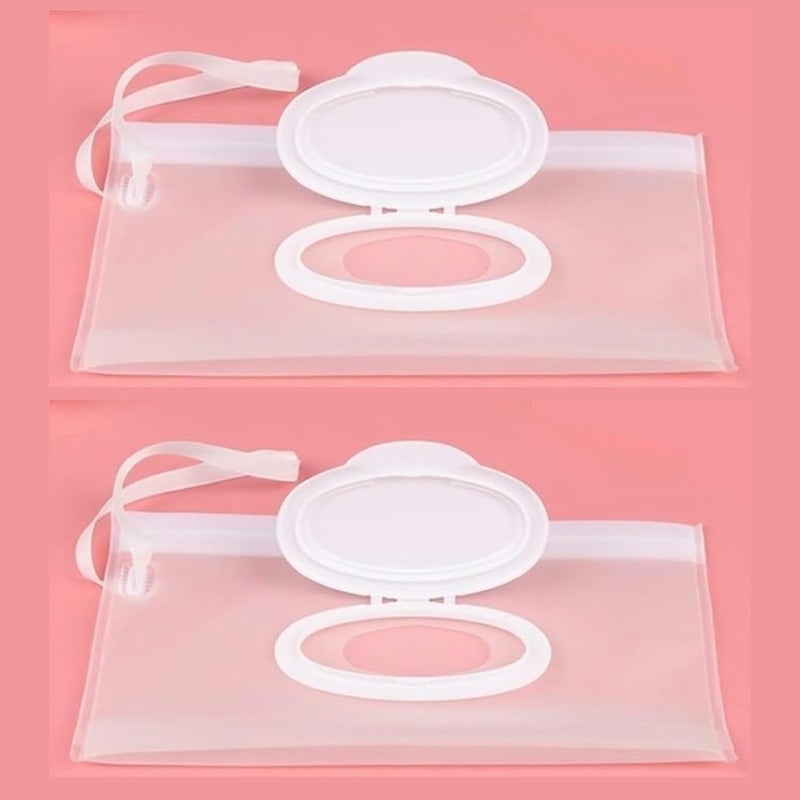 Bwexxt 2Pcs White Wipe Cas, Travel Holder Keeps Wipes Moist Set of Wet Diaper Wipes Holders Cases Portable Travel On The Go Refillable Dispenser Container Waterproof and Dustproof, Wipe Holder for Diaper - Image 1