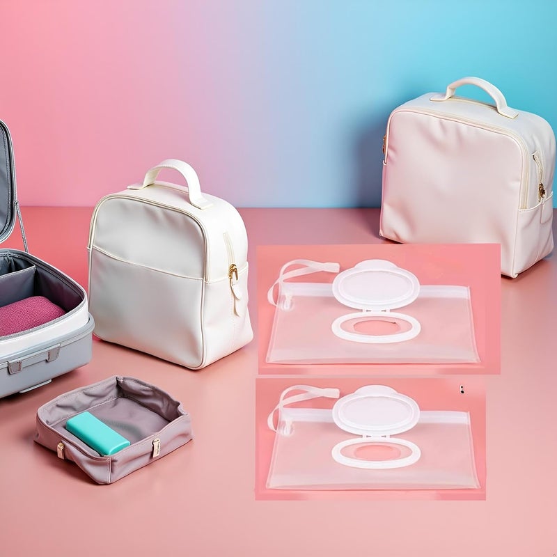 Bwexxt 2Pcs White Wipe Cas, Travel Holder Keeps Wipes Moist Set of Wet Diaper Wipes Holders Cases Portable Travel On The Go Refillable Dispenser Container Waterproof and Dustproof, Wipe Holder for Diaper - Image 3