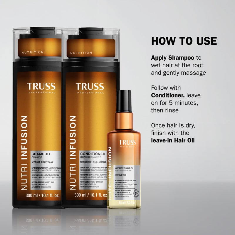 TRUSS Nutri Infusion Hair Shampoo for Women - Cleansing Shampoo for Dry, Damaged Hair - Restores Natural Moisture Balance with Myrica Fruit Wax & Miracle Oils (10.14 fl oz) - Image 4