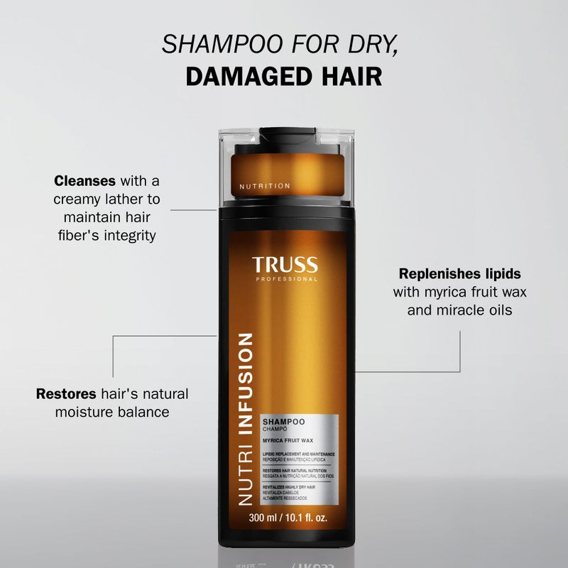 TRUSS Nutri Infusion Hair Shampoo for Women - Cleansing Shampoo for Dry, Damaged Hair - Restores Natural Moisture Balance with Myrica Fruit Wax & Miracle Oils (10.14 fl oz) - Image 2