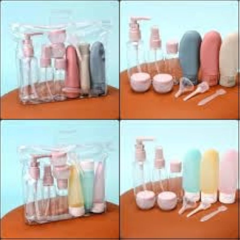Set of 11 Travel Bottles with Bag - Leak Proof Cosmetic Bottles Portable Accessories for Shampoo Lotion Conditioner Style 1 (Random Color) - Image 2