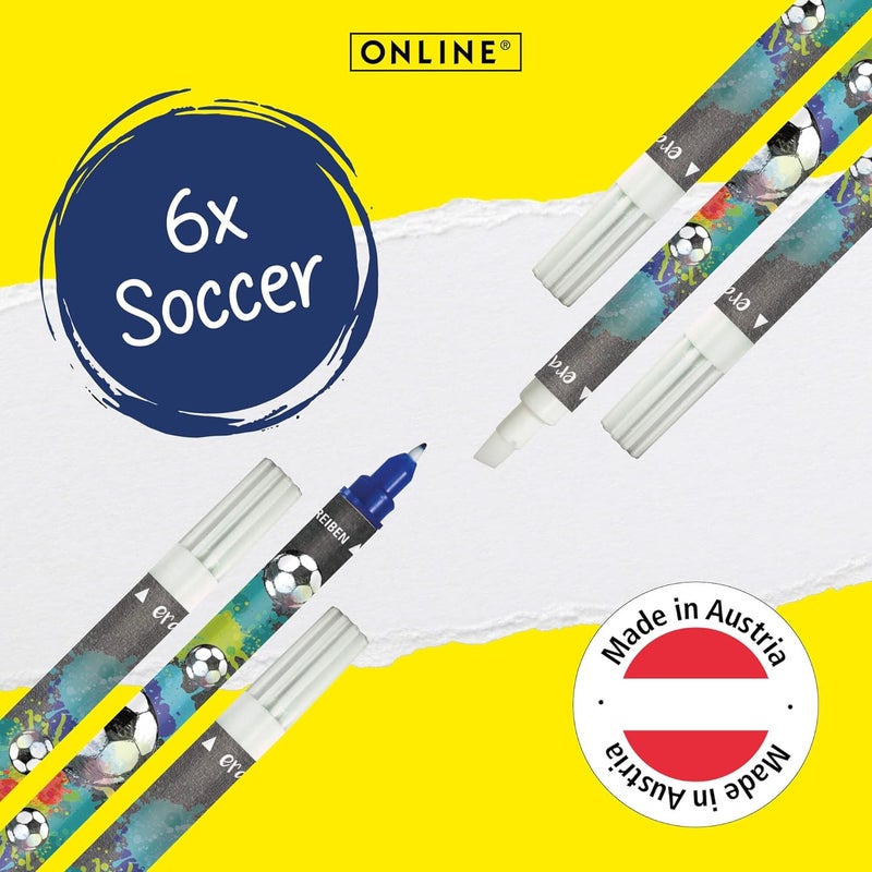 Online Value Pack Ink Eraser 6 x Ink Killer for Erasing and Overwriting | Soccer Design | Removal and Correction Blue Ink | Ink Colour Blue - Image 3