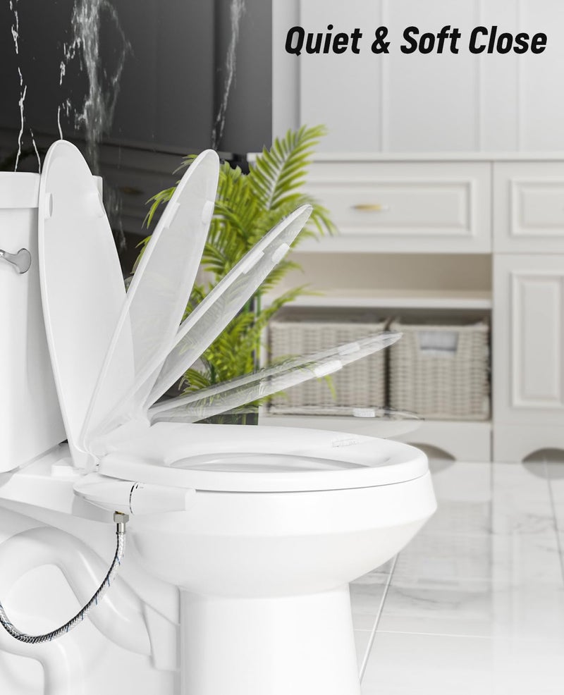 SAMODRA Bidet Toilet Seat with Soft Close Lid - Non-Electric Dual Nozzle System, Quick-Release for Easy Installation & Clean - Image 3