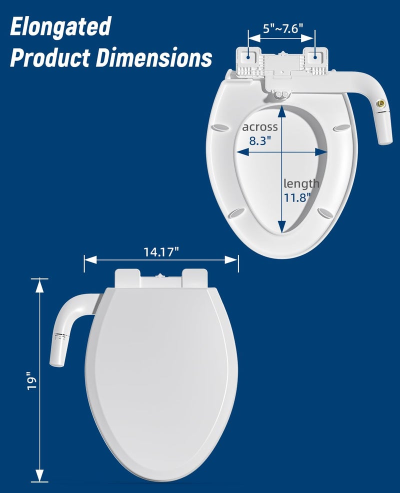 SAMODRA Bidet Toilet Seat with Soft Close Lid - Non-Electric Dual Nozzle System, Quick-Release for Easy Installation & Clean - Image 2