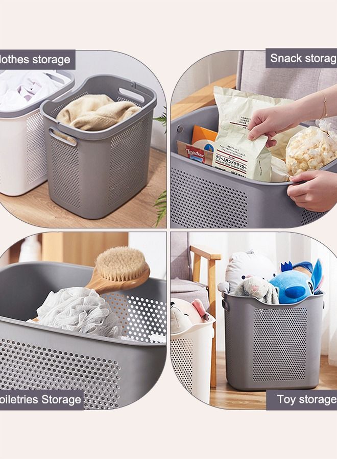 HomarKet Large Laundry Basket Hamper with Handles Washing Bin Dirty Clothes Storage Organizer Grey  - Image 2