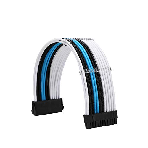 Formulamod PSU Cable Extension Kit 18AWG Sleeved, 24 Pin ATX + 8 Pin EPS + Dual 8 Pin PCI-E, Custom PC Cable Extensions with Combs for Clean Cable Management & Gaming PC Build (White Black Sky Blue) - Image 3