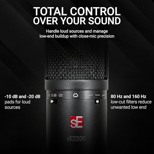 SE ELECTRONICS sE2200 Large-Diaphragm Cardioid Condenser Microphone with 80/160Hz Highpass Filter and 10/20dB Pad - Image 4