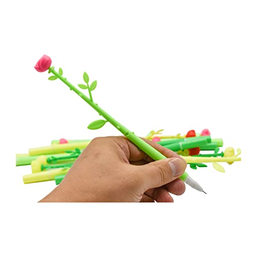 Lopenle 30PCS Fancy Rose Pens Flower Topper Pens Valentine's Day Floral Pen Desk Decor Pen Black for Girls Women Mother's Day At Home Office School Decoration Supplies.… - Image 4
