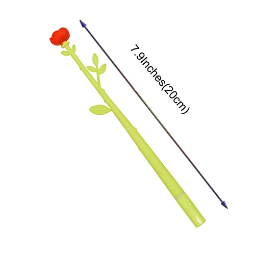 Lopenle 30PCS Fancy Rose Pens Flower Topper Pens Valentine's Day Floral Pen Desk Decor Pen Black for Girls Women Mother's Day At Home Office School Decoration Supplies.… - Image 5
