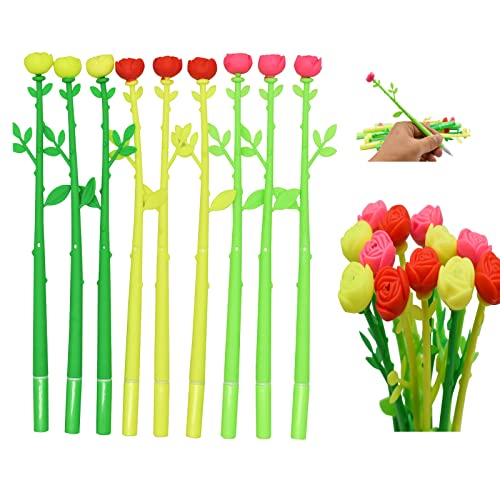 Lopenle 30PCS Fancy Rose Pens Flower Topper Pens Valentine's Day Floral Pen Desk Decor Pen Black for Girls Women Mother's Day At Home Office School Decoration Supplies.… - Image 1