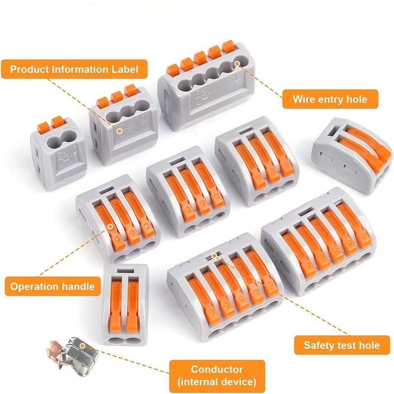 موصل سلك من نوع الرافعة، موصل كابل كهربائي مضغوط ثنائي المنفذ، كتلة طرفية لتوصيل الدوائر الكهربائية، قطعتان. - Image 5