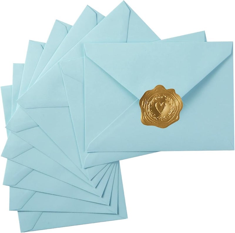 Toperd 50 Pack A7 Colorful 5x7 Envelopes V Flap Invitation Envelopes for 5x7 Cards, Birthday, Weddings, Graduations, Greeting Cards, Baby Shower 5.24 x 7.24 Inches (Light Blue) - Image 1