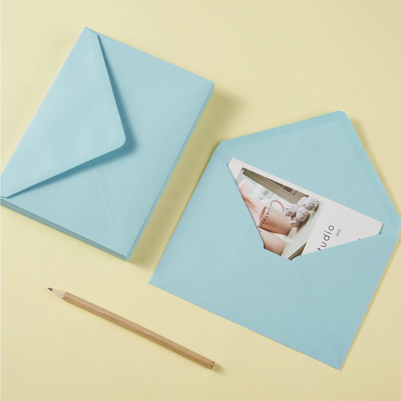 Toperd 50 Pack A7 Colorful 5x7 Envelopes V Flap Invitation Envelopes for 5x7 Cards, Birthday, Weddings, Graduations, Greeting Cards, Baby Shower 5.24 x 7.24 Inches (Light Blue) - Image 4