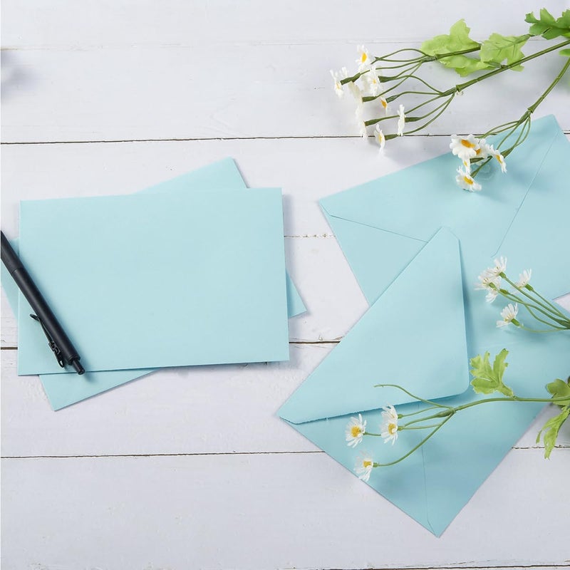 Toperd 50 Pack A7 Colorful 5x7 Envelopes V Flap Invitation Envelopes for 5x7 Cards, Birthday, Weddings, Graduations, Greeting Cards, Baby Shower 5.24 x 7.24 Inches (Light Blue) - Image 3