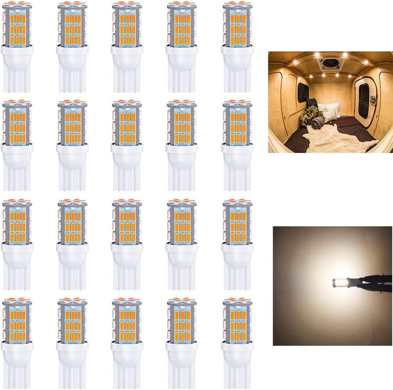 Antline T10 921 194 168 LED Bulbs Warm White 20-Packs, Super Bright 3014 42-SMD LED Replacement 12 Volt RV Camper Trailer Boat Trunk Interior Dome Map License Lights, Backup Reverse Lights - Image 1