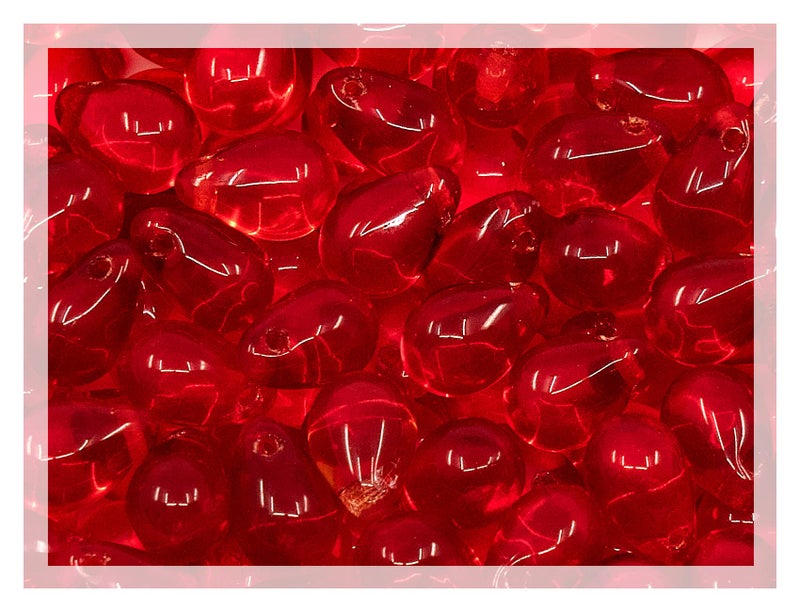 Bohemia Crystal Valley Czech 50-Piece Glass Beads, 6x9mm, Teardrop Siam Red - Image 1