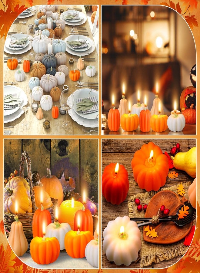 Conelist 8 Pcs Thanksgiving Pumpkin Shaped Candles Thanksgiving Scented Pumpkin Tealight Candle Bulk Home Decor Handmade Fall Gifts Soy Wax White Orange Wax Light for Home Table Bedroom Bathroom Party - Image 5