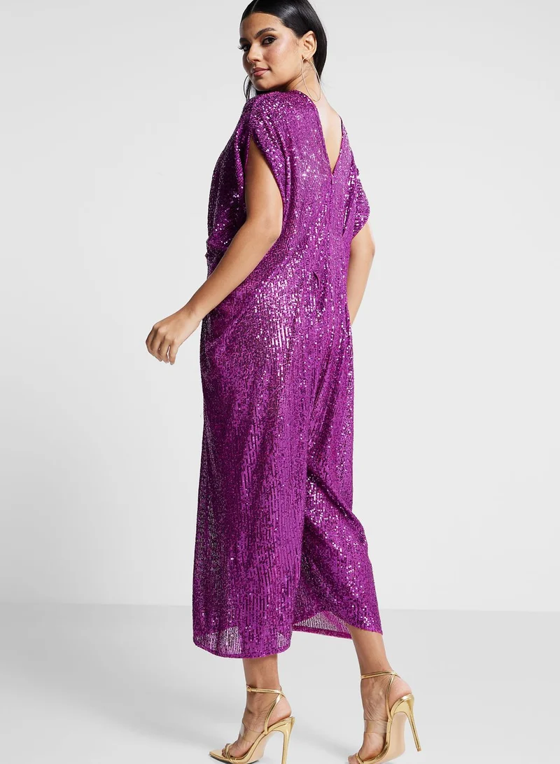 The Arab Crab Sequin Embellished Belted Jumpsuit