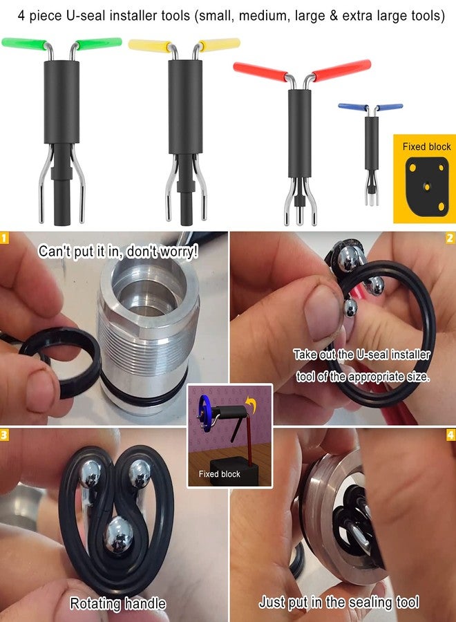 Danti Hydraulic Cylinder Repair Tool kit For skid steers, loaders, backhoes Include gland wrench U-seal installer tools Seal puller Smooth type Piston Ring Compressor (17pcs) - Image 2