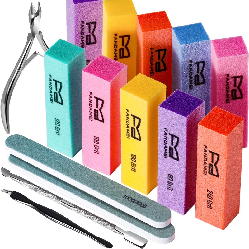 FANDAMEI Nail Buffer Block 10 PCS Buffers for Nails with Different Grit Nail Block Buffer Nail Buffing Block Buffer Nail File Cuticle Trimmer Nail Care Kit Nail Tools Manicure Tools Nail Kit