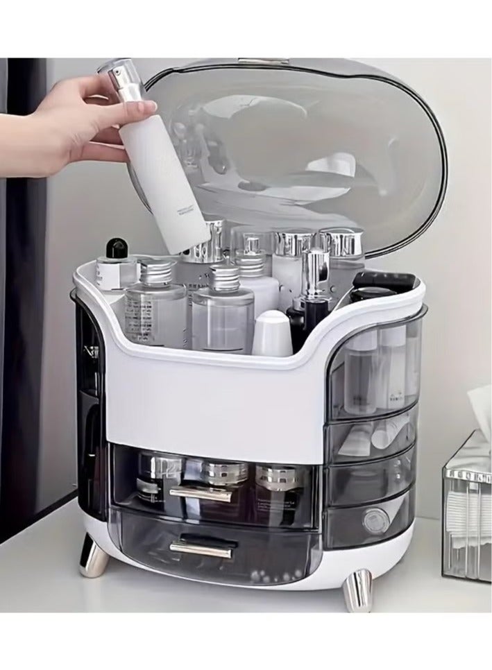 أوريتي منظم مستحضرات تجميل احترافي مقاوم للغبار ومقاوم للماء مع أدراج ومساحة تخزين كبيرة لتنظيم سطح الطاولة للحمام وغرفة النوم - أبيض - Image 1