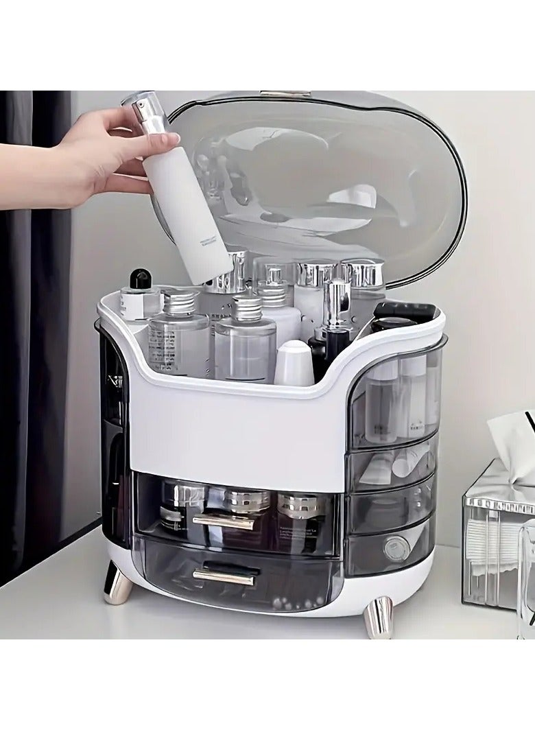 أوريتي منظم مستحضرات تجميل احترافي مقاوم للغبار ومقاوم للماء مع أدراج ومساحة تخزين كبيرة لتنظيم سطح الطاولة للحمام وغرفة النوم - أبيض - Image 3