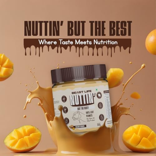 BeastLife Creamy Mango Peanut Butter | 24.5 G Protein | 350 gm | 100% Peanuts, High Protein | Zero Palm Oil | Non‑GMO Nut Butter | Fitness-Friendly Spread | Zero Cholesterol - Image 4