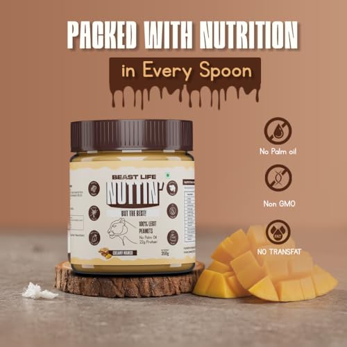 BeastLife Creamy Mango Peanut Butter | 24.5 G Protein | 350 gm | 100% Peanuts, High Protein | Zero Palm Oil | Non‑GMO Nut Butter | Fitness-Friendly Spread | Zero Cholesterol - Image 2