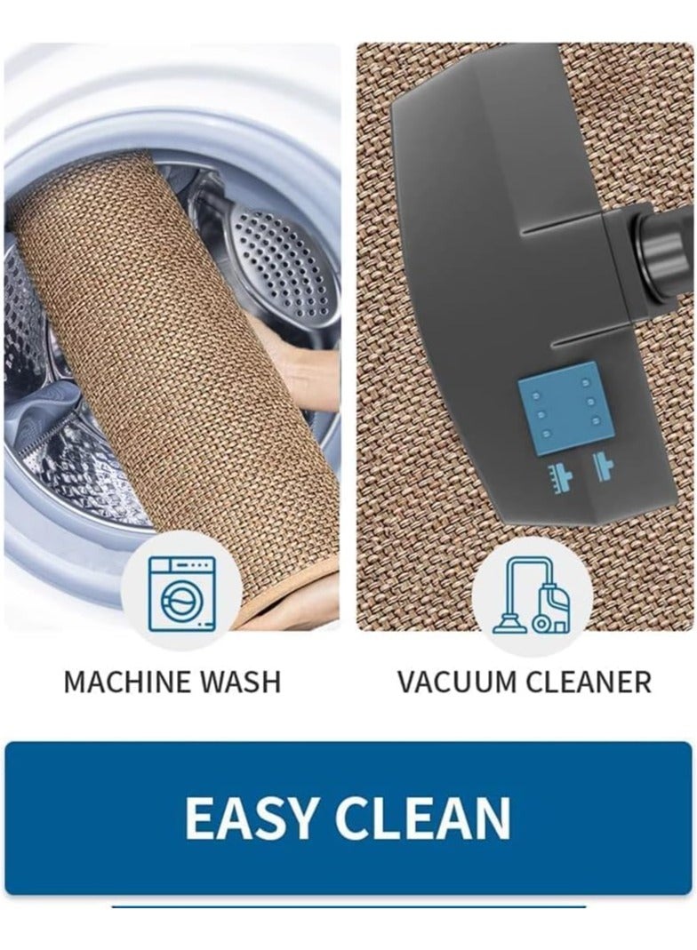 NANAO Kitchen Rug and Mat Set Non-Slip [2 PCS] | Washable | Non-Skid Natural Absorbent Thin Woven Floor Mat | Floor Runner Rugs Set| Laundry Room, Hallway (Oats) (120x44 & 75x44 cm) - Image 5