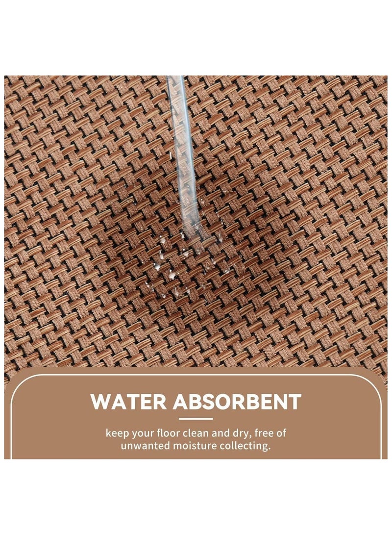 NANAO Kitchen Rug and Mat Set Non-Slip [2 PCS] | Washable | Non-Skid Natural Absorbent Thin Woven Floor Mat | Floor Runner Rugs Set| Laundry Room, Hallway (Oats) (120x44 & 75x44 cm) - Image 4